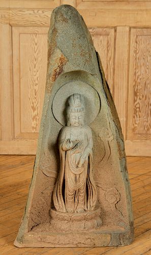 CARVED GRANITE STATUE CHINESE FIGURE 38ace6