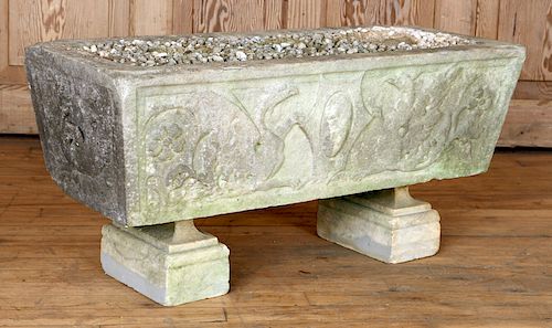 RELIEF CARVED MARBLE PLANTER ON