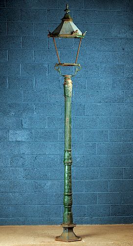CAST IRON AND GLASS LAMP POST WITH