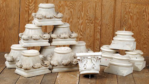 NINE CARVED MARBLE CAPITALS WITH 38acfe