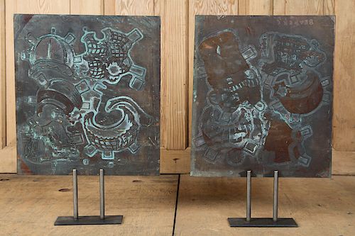 PAIR COPPER PRINTING PLATES MUSEUM 38ad0f