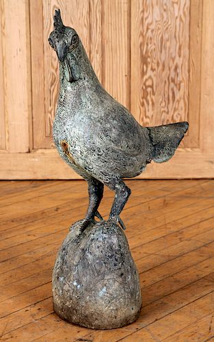 PATINATED BRONZE ROOSTER GARDEN 38ad07