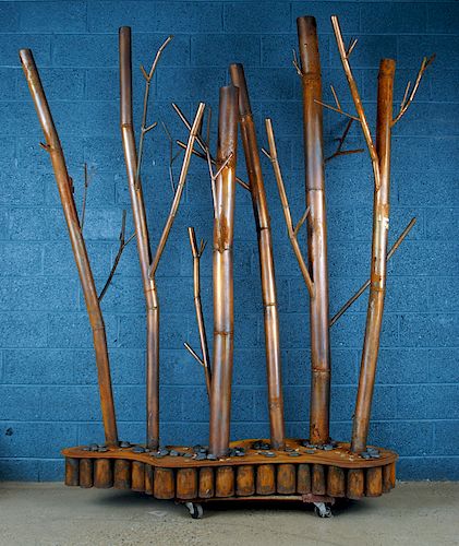 IRON BAMBOO FORM SCULPTURE COPPER