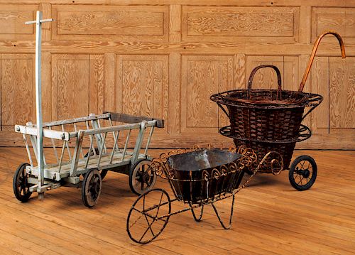 THREE GARDEN CARTS WICKER WOOD 38ad29