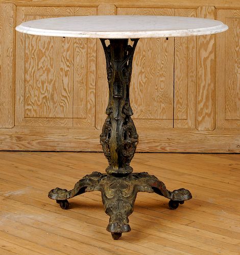 WHITE MARBLE BISTRO TABLE CAST