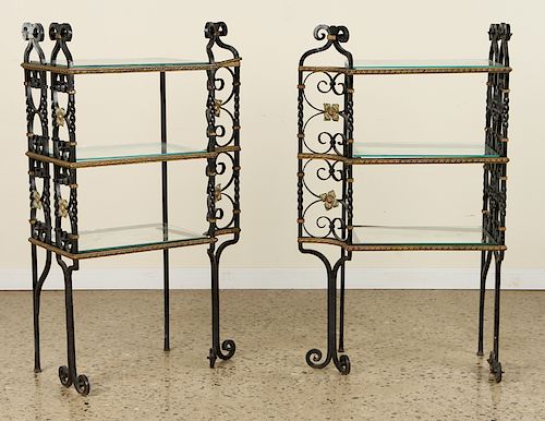 PAIR WROUGHT IRON ETEGERES POLYCHROME 38ad74