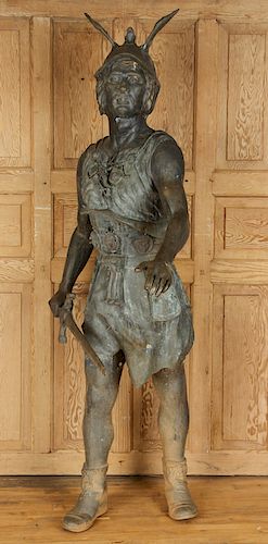 BRONZE ROMAN GLADIATOR GARDEN SCULPTUREA