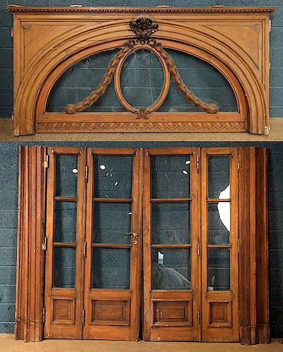 LARGE CARVED MAHOGANY ENTRY 4 DOORS