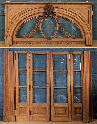 LARGE CARVED MAHOGANY ENTRY 4 DOORS 38ad9f