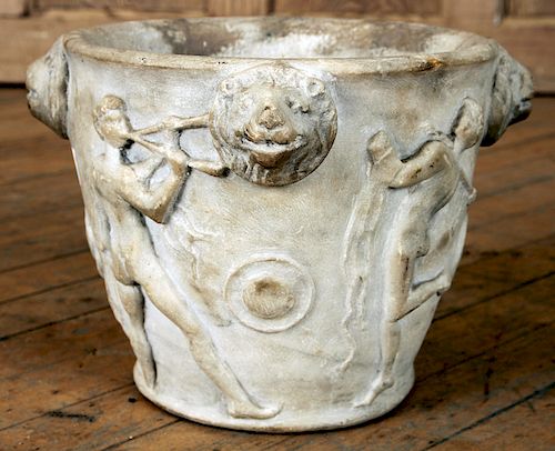 ANTIQUE CARVED MARBLE GARDEN PLANTER 38adaf