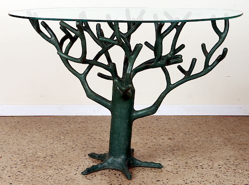GREEN RESIN SCULPTURE TREE FRENCH
