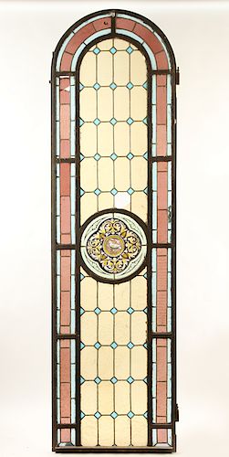 ARCHED TOP LEADED PAINTED GLASS 38ae8c