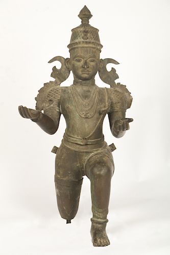 LARGE ANTIQUE BRONZE BUDDHIST FIGURE 38aeb0