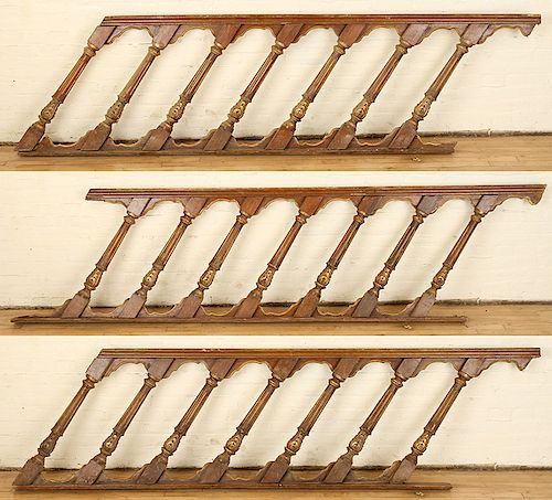 MAHOGANY AND GILT CARVED STAIRCASEA