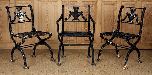 THREE BLACK CAST IRON NEOCLASSICAL 38aec5