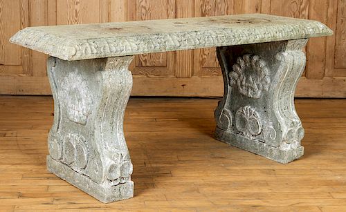 MARBLE GARDEN BENCH WITH FOLIATE