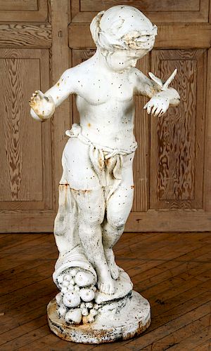 WHITE CAST IRON CHILD AND BUTTERFLY 38aee9