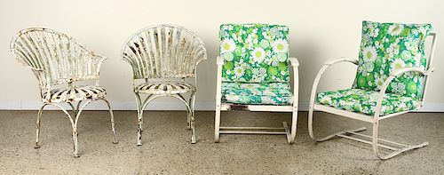 FOUR VINTAGE METAL PATIO CHAIRS