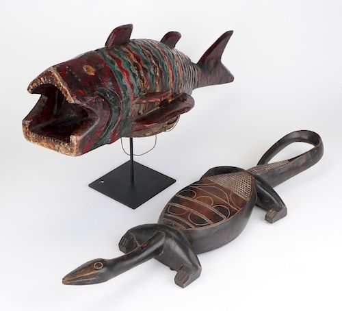 TWO WEST AFRICAN CARVED WOOD ANIMAL