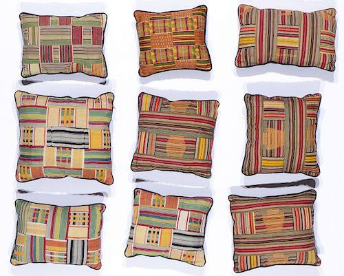 GROUP OF NINE AFRICAN KENTE CLOTH