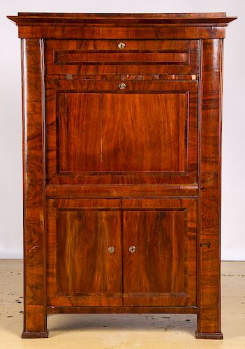 BIEDERMEIER WALNUT VENEERED SECRETAIRE 38af63