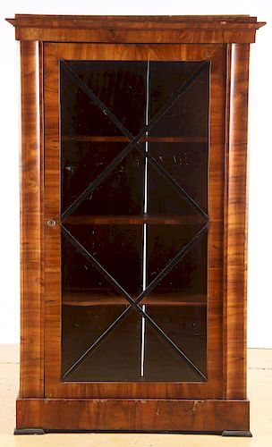 BIEDERMEIER WALNUT VENEERED BOOKCASE,