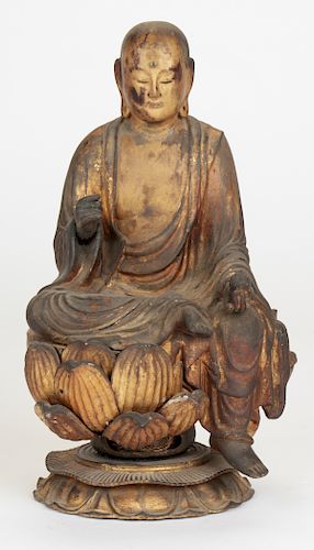 ANTIQUE GILT WOODEN STATUE OF THE
