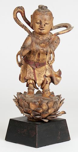 18TH C. GILT WOOD STATUE OF BABY