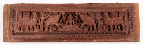 19TH C CARVED WOOD PANEL TAMIL 38afcd