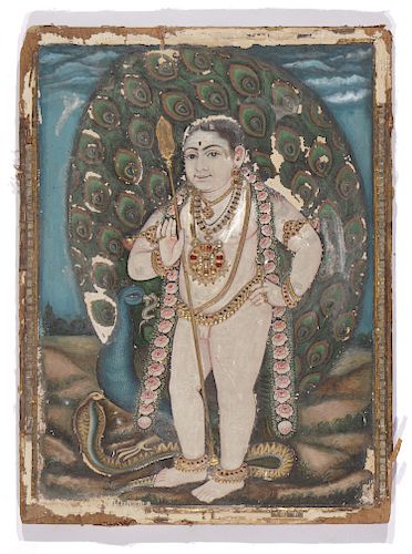 ANTIQUE KRISHNA PAINTING INDIADepiction 38aff1