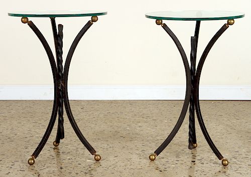 PAIR PETITE IRON BRONZE END TABLES