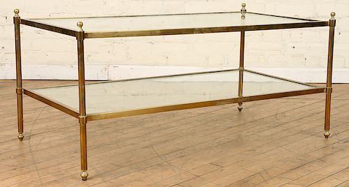 TWO TIER BRASS GLASS COFFEE TABLE