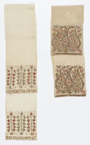 2 OTTOMAN SILK EMBROIDRED LINEN