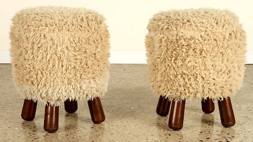 PAIR FUZZY STOOLS MANNER OF JEAN