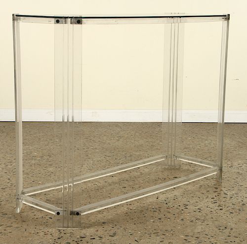 LUCITE AND GLASS CONSOLE TABLE 38b013