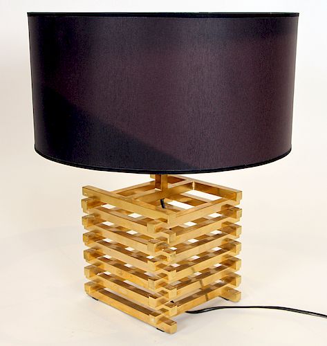 FRENCH BRASS TABLE LAMP CRISS CROSS