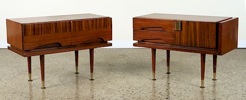 PAIR OF MCM BEDSTANDS WITH BRONZE