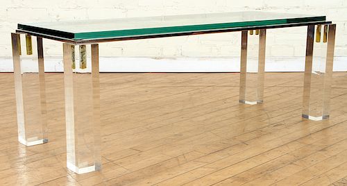LUCITE CHROME COFFEE TABLE CLASS