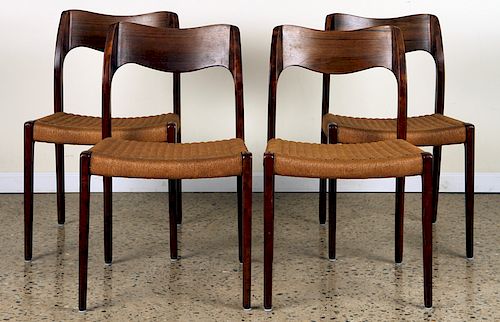 SET 4 DANISH ROSEWOOD CHAIRS WOVEN SEATS