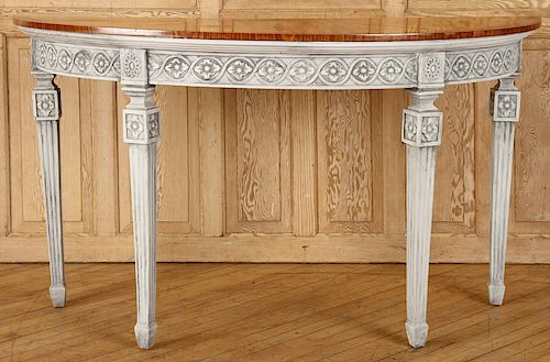 ADAMS STYLE DEMILUNE CONSOLE SATINWOOD 38b21f