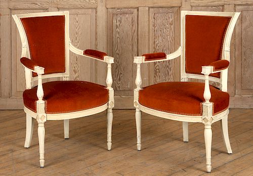 PAIR FRENCH DIRECTOIRE ARM CHAIRS 38b226