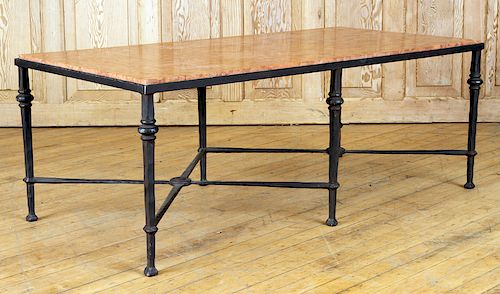 WROUGHT IRON MARBLE TOP COFFEE TABLE