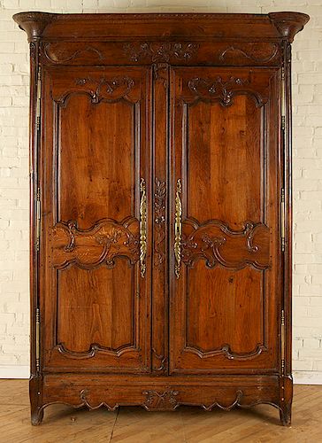TWO DOOR FRENCH CARVED OAK ARMOIRE 38b246