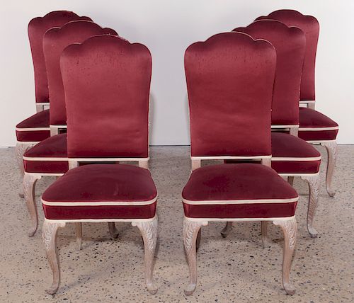 SET 6 FRENCH DINING CHAIRS CERUSED 38b271