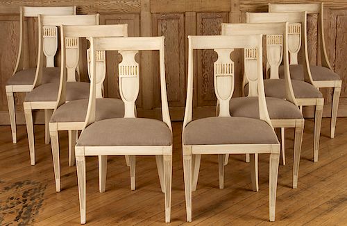 SET 8 PAINTED DINING CHAIRS CIRCA