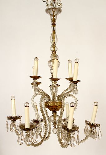 LARGE 12 ARM TWO TIER CHANDELIER
