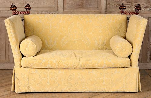 KNOLL STYLE UPHOLSTERED SOFA CARVED