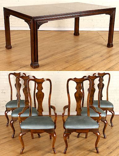 DINING SET MAHOGANY TABLE AND SIX