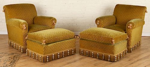 PAIR FRENCH CLUB CHAIRS AND MATCHING 38b29c