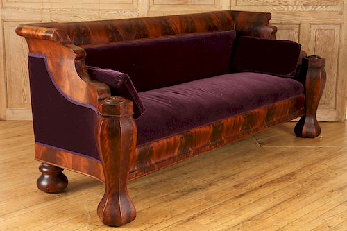 AMERICAN EMPIRE CROTCH MAHOGANY SOFA